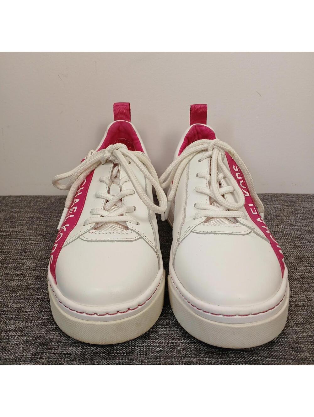 Michael Kors Alex Sneakers Womens 5.5 White Pink Leather Lace Zip Shoes